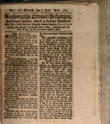 Augsburgische Ordinari Postzeitung von Staats-, gelehrten, historisch- u. ökonomischen Neuigkeiten (Augsburger Postzeitung) Mittwoch 6. Juli 1791