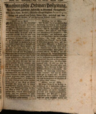 Augsburgische Ordinari Postzeitung von Staats-, gelehrten, historisch- u. ökonomischen Neuigkeiten (Augsburger Postzeitung) Dienstag 10. April 1792