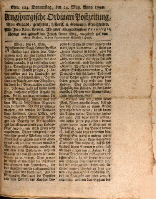 Augsburgische Ordinari Postzeitung von Staats-, gelehrten, historisch- u. ökonomischen Neuigkeiten (Augsburger Postzeitung) Donnerstag 24. Mai 1792