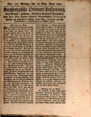 Augsburgische Ordinari Postzeitung von Staats-, gelehrten, historisch- u. ökonomischen Neuigkeiten (Augsburger Postzeitung) Montag 28. Mai 1792