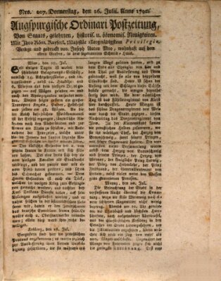 Augsburgische Ordinari Postzeitung von Staats-, gelehrten, historisch- u. ökonomischen Neuigkeiten (Augsburger Postzeitung) Donnerstag 26. Juli 1792