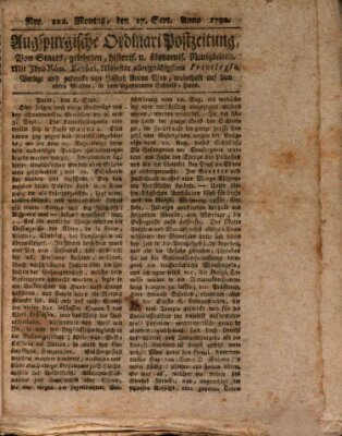 Augsburgische Ordinari Postzeitung von Staats-, gelehrten, historisch- u. ökonomischen Neuigkeiten (Augsburger Postzeitung) Montag 17. September 1792