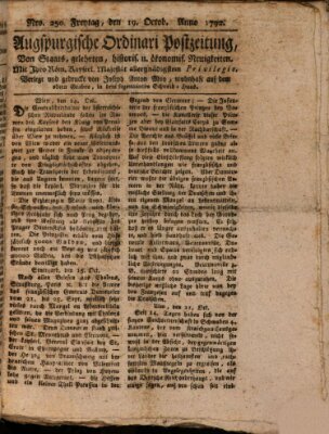 Augsburgische Ordinari Postzeitung von Staats-, gelehrten, historisch- u. ökonomischen Neuigkeiten (Augsburger Postzeitung) Freitag 19. Oktober 1792