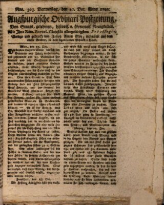 Augsburgische Ordinari Postzeitung von Staats-, gelehrten, historisch- u. ökonomischen Neuigkeiten (Augsburger Postzeitung) Donnerstag 20. Dezember 1792