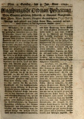 Augsburgische Ordinari Postzeitung von Staats-, gelehrten, historisch- u. ökonomischen Neuigkeiten (Augsburger Postzeitung) Samstag 5. Januar 1793