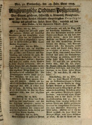 Augsburgische Ordinari Postzeitung von Staats-, gelehrten, historisch- u. ökonomischen Neuigkeiten (Augsburger Postzeitung) Donnerstag 28. Februar 1793