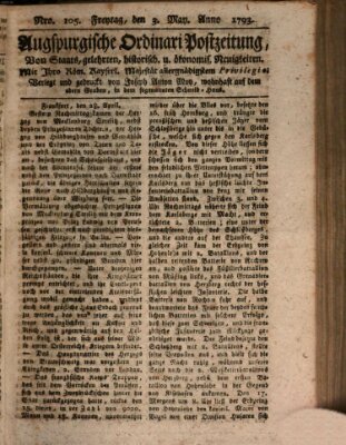 Augsburgische Ordinari Postzeitung von Staats-, gelehrten, historisch- u. ökonomischen Neuigkeiten (Augsburger Postzeitung) Freitag 3. Mai 1793