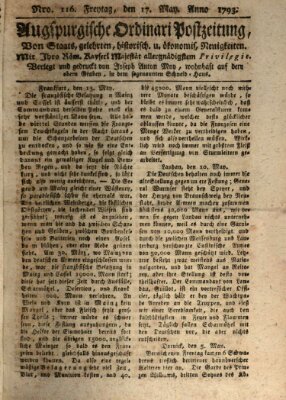 Augsburgische Ordinari Postzeitung von Staats-, gelehrten, historisch- u. ökonomischen Neuigkeiten (Augsburger Postzeitung) Freitag 17. Mai 1793