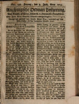 Augsburgische Ordinari Postzeitung von Staats-, gelehrten, historisch- u. ökonomischen Neuigkeiten (Augsburger Postzeitung) Freitag 5. Juli 1793