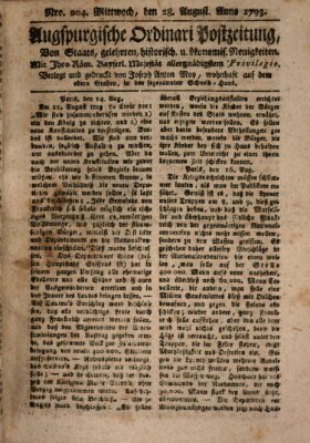 Augsburgische Ordinari Postzeitung von Staats-, gelehrten, historisch- u. ökonomischen Neuigkeiten (Augsburger Postzeitung) Mittwoch 28. August 1793