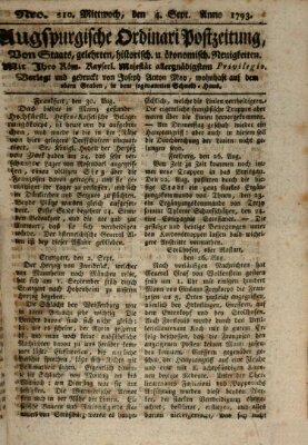 Augsburgische Ordinari Postzeitung von Staats-, gelehrten, historisch- u. ökonomischen Neuigkeiten (Augsburger Postzeitung) Mittwoch 4. September 1793