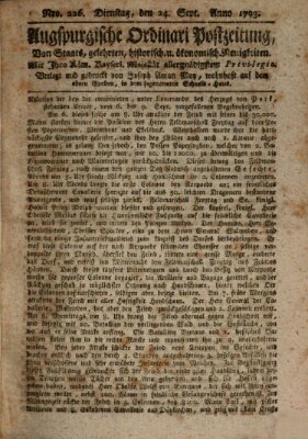 Augsburgische Ordinari Postzeitung von Staats-, gelehrten, historisch- u. ökonomischen Neuigkeiten (Augsburger Postzeitung) Dienstag 24. September 1793