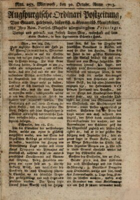 Augsburgische Ordinari Postzeitung von Staats-, gelehrten, historisch- u. ökonomischen Neuigkeiten (Augsburger Postzeitung) Mittwoch 30. Oktober 1793