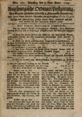 Augsburgische Ordinari Postzeitung von Staats-, gelehrten, historisch- u. ökonomischen Neuigkeiten (Augsburger Postzeitung) Dienstag 5. November 1793