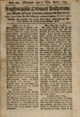 Augsburgische Ordinari Postzeitung von Staats-, gelehrten, historisch- u. ökonomischen Neuigkeiten (Augsburger Postzeitung) Mittwoch 6. November 1793