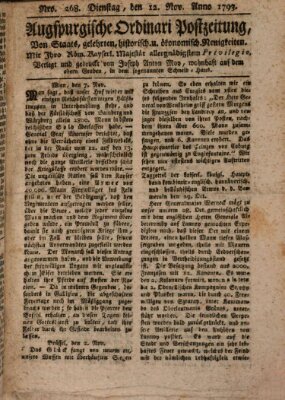 Augsburgische Ordinari Postzeitung von Staats-, gelehrten, historisch- u. ökonomischen Neuigkeiten (Augsburger Postzeitung) Dienstag 12. November 1793