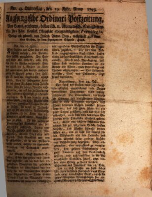 Augsburgische Ordinari Postzeitung von Staats-, gelehrten, historisch- u. ökonomischen Neuigkeiten (Augsburger Postzeitung) Donnerstag 19. Februar 1795