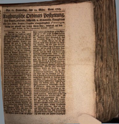 Augsburgische Ordinari Postzeitung von Staats-, gelehrten, historisch- u. ökonomischen Neuigkeiten (Augsburger Postzeitung) Donnerstag 19. März 1795