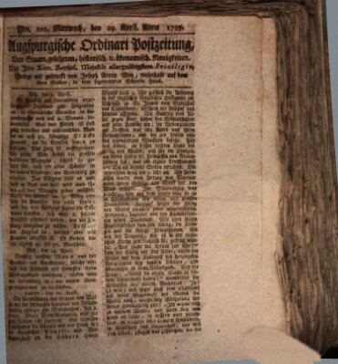 Augsburgische Ordinari Postzeitung von Staats-, gelehrten, historisch- u. ökonomischen Neuigkeiten (Augsburger Postzeitung) Mittwoch 29. April 1795