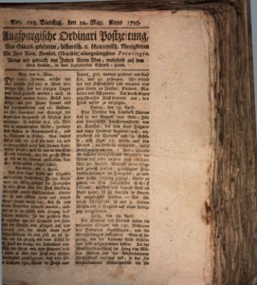 Augsburgische Ordinari Postzeitung von Staats-, gelehrten, historisch- u. ökonomischen Neuigkeiten (Augsburger Postzeitung) Dienstag 12. Mai 1795