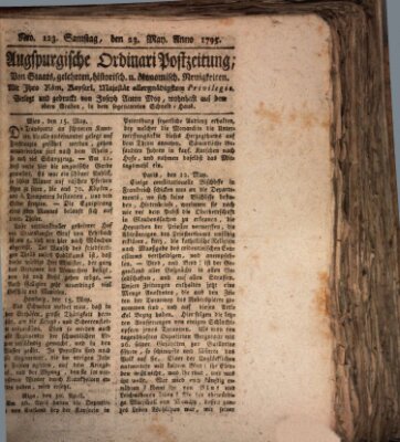 Augsburgische Ordinari Postzeitung von Staats-, gelehrten, historisch- u. ökonomischen Neuigkeiten (Augsburger Postzeitung) Samstag 23. Mai 1795