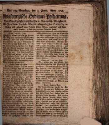 Augsburgische Ordinari Postzeitung von Staats-, gelehrten, historisch- u. ökonomischen Neuigkeiten (Augsburger Postzeitung) Samstag 4. Juli 1795