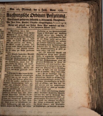 Augsburgische Ordinari Postzeitung von Staats-, gelehrten, historisch- u. ökonomischen Neuigkeiten (Augsburger Postzeitung) Mittwoch 8. Juli 1795