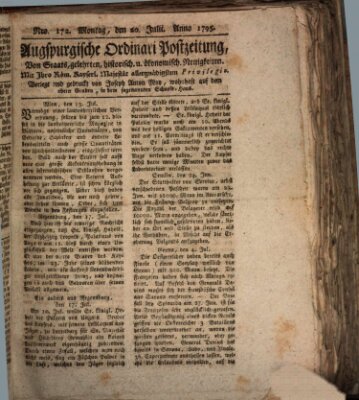 Augsburgische Ordinari Postzeitung von Staats-, gelehrten, historisch- u. ökonomischen Neuigkeiten (Augsburger Postzeitung) Montag 20. Juli 1795