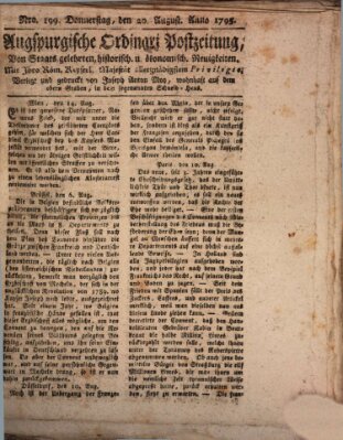 Augsburgische Ordinari Postzeitung von Staats-, gelehrten, historisch- u. ökonomischen Neuigkeiten (Augsburger Postzeitung) Donnerstag 20. August 1795