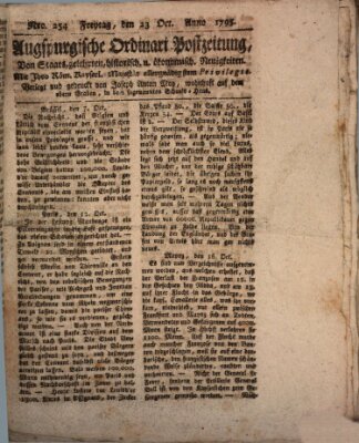 Augsburgische Ordinari Postzeitung von Staats-, gelehrten, historisch- u. ökonomischen Neuigkeiten (Augsburger Postzeitung) Freitag 23. Oktober 1795