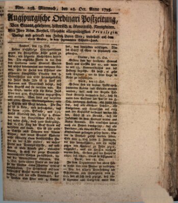 Augsburgische Ordinari Postzeitung von Staats-, gelehrten, historisch- u. ökonomischen Neuigkeiten (Augsburger Postzeitung) Mittwoch 28. Oktober 1795