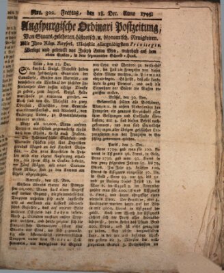 Augsburgische Ordinari Postzeitung von Staats-, gelehrten, historisch- u. ökonomischen Neuigkeiten (Augsburger Postzeitung) Freitag 18. Dezember 1795