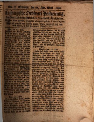 Augsburgische Ordinari Postzeitung von Staats-, gelehrten, historisch- u. ökonomischen Neuigkeiten (Augsburger Postzeitung) Mittwoch 20. Januar 1796