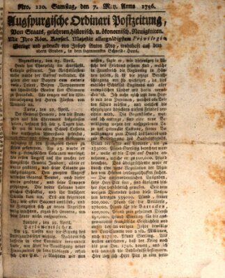 Augsburgische Ordinari Postzeitung von Staats-, gelehrten, historisch- u. ökonomischen Neuigkeiten (Augsburger Postzeitung) Samstag 7. Mai 1796