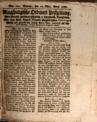Augsburgische Ordinari Postzeitung von Staats-, gelehrten, historisch- u. ökonomischen Neuigkeiten (Augsburger Postzeitung) Freitag 20. Mai 1796
