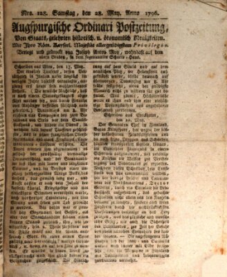 Augsburgische Ordinari Postzeitung von Staats-, gelehrten, historisch- u. ökonomischen Neuigkeiten (Augsburger Postzeitung) Samstag 28. Mai 1796