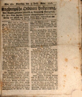 Augsburgische Ordinari Postzeitung von Staats-, gelehrten, historisch- u. ökonomischen Neuigkeiten (Augsburger Postzeitung) Dienstag 5. Juli 1796