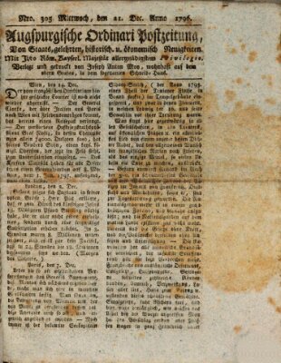 Augsburgische Ordinari Postzeitung von Staats-, gelehrten, historisch- u. ökonomischen Neuigkeiten (Augsburger Postzeitung) Mittwoch 21. Dezember 1796