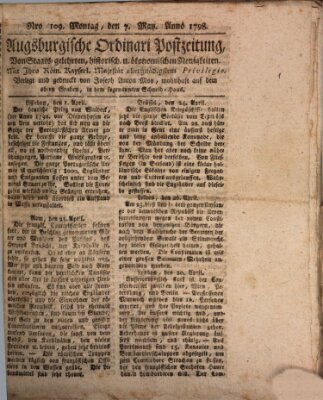 Augsburgische Ordinari Postzeitung von Staats-, gelehrten, historisch- u. ökonomischen Neuigkeiten (Augsburger Postzeitung) Montag 7. Mai 1798