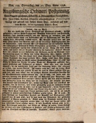 Augsburgische Ordinari Postzeitung von Staats-, gelehrten, historisch- u. ökonomischen Neuigkeiten (Augsburger Postzeitung) Donnerstag 10. Mai 1798