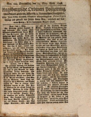 Augsburgische Ordinari Postzeitung von Staats-, gelehrten, historisch- u. ökonomischen Neuigkeiten (Augsburger Postzeitung) Donnerstag 24. Mai 1798