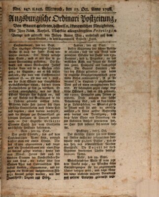 Augsburgische Ordinari Postzeitung von Staats-, gelehrten, historisch- u. ökonomischen Neuigkeiten (Augsburger Postzeitung) Mittwoch 17. Oktober 1798