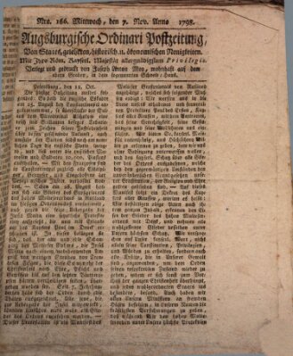 Augsburgische Ordinari Postzeitung von Staats-, gelehrten, historisch- u. ökonomischen Neuigkeiten (Augsburger Postzeitung) Mittwoch 7. November 1798