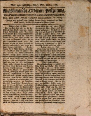 Augsburgische Ordinari Postzeitung von Staats-, gelehrten, historisch- u. ökonomischen Neuigkeiten (Augsburger Postzeitung) Freitag 7. Dezember 1798