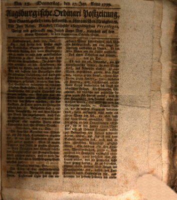 Augsburgische Ordinari Postzeitung von Staats-, gelehrten, historisch- u. ökonomischen Neuigkeiten (Augsburger Postzeitung) Donnerstag 17. Januar 1799