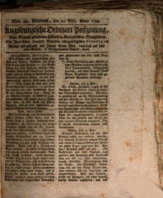 Augsburgische Ordinari Postzeitung von Staats-, gelehrten, historisch- u. ökonomischen Neuigkeiten (Augsburger Postzeitung) Mittwoch 20. Februar 1799
