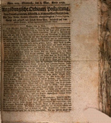 Augsburgische Ordinari Postzeitung von Staats-, gelehrten, historisch- u. ökonomischen Neuigkeiten (Augsburger Postzeitung) Mittwoch 8. Mai 1799