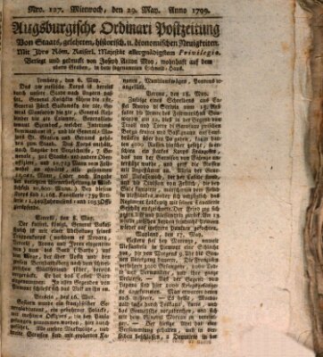 Augsburgische Ordinari Postzeitung von Staats-, gelehrten, historisch- u. ökonomischen Neuigkeiten (Augsburger Postzeitung) Mittwoch 29. Mai 1799