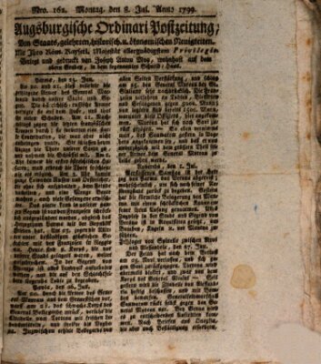 Augsburgische Ordinari Postzeitung von Staats-, gelehrten, historisch- u. ökonomischen Neuigkeiten (Augsburger Postzeitung) Montag 8. Juli 1799