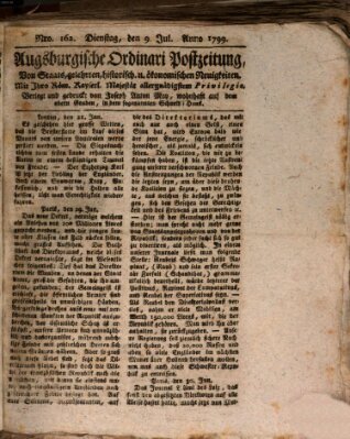 Augsburgische Ordinari Postzeitung von Staats-, gelehrten, historisch- u. ökonomischen Neuigkeiten (Augsburger Postzeitung) Dienstag 9. Juli 1799